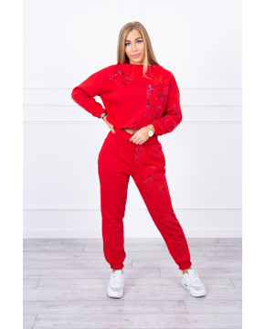 Pašiltintas kostiumėlis su dažų imitacija (Raudona) Pašiltintas kostiumėlis su dažų imitacija (Raudona)