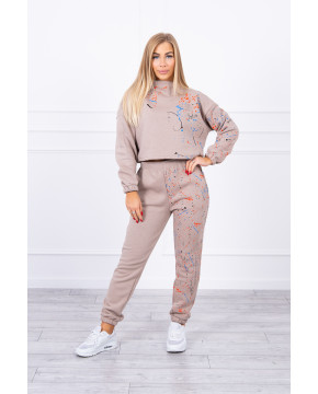 Pašiltintas kostiumėlis su dažų imitacija (Smėlinė) Pašiltintas kostiumėlis su dažų imitacija (Smėlinė)