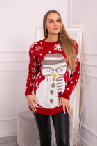 Kalėdinis megztinis su sniego seniu (Raudona)