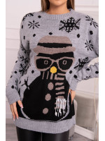 Kalėdinis megztinis su sniego seniu (Pilka)