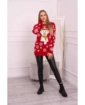 Kalėdinis megztinis su mešiuku (Raudona) Kalėdinis megztinis su mešiuku (Raudona)