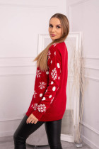 Kalėdinis megztinis su mešiuku (Raudona)