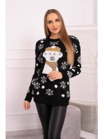 Kalėdinis megztinis su mešiuku (Juoda)