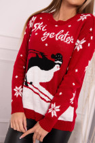 Kalėdinis megztinis su pingvinu (Raudona)