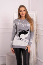 Kalėdinis megztinis su pingvinu (Pilka)