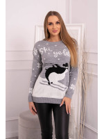 Kalėdinis megztinis su pingvinu (Pilka)