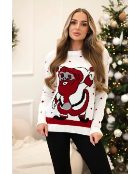 Kalėdinis megztinis su Kalėdų seneliu (Balta)