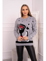 Kalėdinis megztinis su Kalėdų seneliu (Pilka)