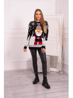 Megztinis su Kalėdų seneliu ir snaigėmis (Juoda)