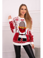 Megztinis su Kalėdų seneliu ir snaigėmis (Drobės spalvos)