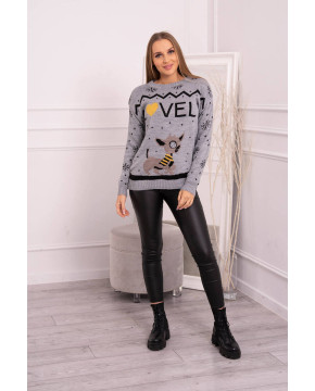 Kalėdinis megztinis su užrašu „Lovely“ (Pilka)