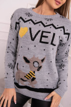 Kalėdinis megztinis su užrašu „Lovely“ (Pilka)