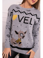 Kalėdinis megztinis su užrašu „Lovely“ (Pilka)