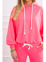 Dviejų dalių kostiumėlis su gobtuvu (Neoninė rožinė)