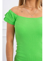 Aptempta suknelė atvirais pečiais (Žalia)