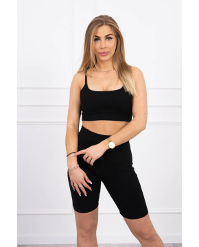 Dviejų dalių kostiumėlis su šortais (Juoda) Dviejų dalių kostiumėlis su šortais (Juoda)