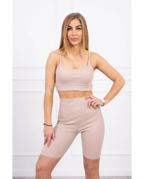 Dviejų dalių kostiumėlis su šortais (Smėlio) Dviejų dalių kostiumėlis su šortais (Smėlio)