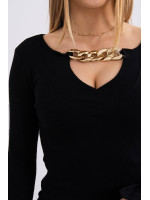 Suknelė su auksinės spalvos grandinėle (Juoda)