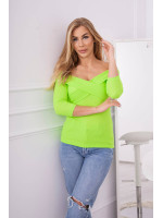 Palaidinė su V iškirpte ir 3/4 rankovėmis (Neoninė žalia)