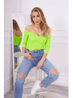Palaidinė su V iškirpte ir 3/4 rankovėmis (Neoninė žalia)