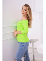 Palaidinė su V iškirpte ir 3/4 rankovėmis (Neoninė žalia)