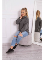 Grafito spalvos bliuzonas su gobtuvu ir užtrauktuku