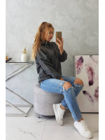 Grafito spalvos bliuzonas su gobtuvu ir užtrauktuku