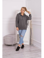 Grafito spalvos bliuzonas su gobtuvu ir užtrauktuku