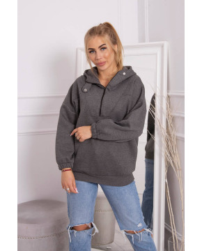 Grafito spalvos bliuzonas su gobtuvu ir užtrauktuku Grafito spalvos bliuzonas su gobtuvu ir užtrauktuku