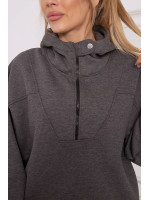 Grafito spalvos bliuzonas su gobtuvu ir užtrauktuku