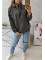 Grafito spalvos bliuzonas su gobtuvu ir užtrauktuku