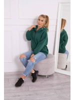 Tamsiai žalias bliuzonas su gobtuvu ir užtrauktuku