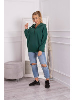 Tamsiai žalias bliuzonas su gobtuvu ir užtrauktuku