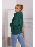 Tamsiai žalias bliuzonas su gobtuvu ir užtrauktuku