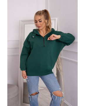 Tamsiai žalias bliuzonas su gobtuvu ir užtrauktuku Tamsiai žalias bliuzonas su gobtuvu ir užtrauktuku