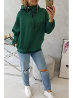 Tamsiai žalias bliuzonas su gobtuvu ir užtrauktuku