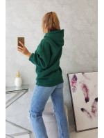 Tamsiai žalias bliuzonas su gobtuvu ir užtrauktuku