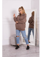 Tamsiai rudas bliuzonas su gobtuvu ir užtrauktuku