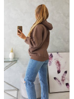 Tamsiai rudas bliuzonas su gobtuvu ir užtrauktuku