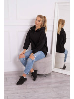 Juodas bliuzonas su gobtuvu ir užtrauktuku