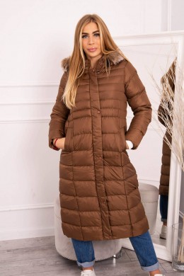 Winter jacketsu gobtuvu ir kailiuku (Šviesiai ruda)