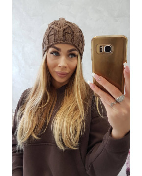 Kepurė moterims K201 su vilna (ruda)