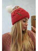 Kepurė K248 su vilna (avietinė+balta)