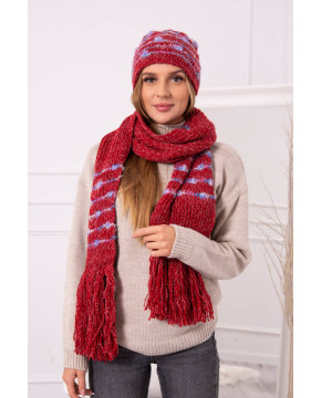 Moteriškas kepurės ir šaliko komplektas K304 (Raudonos spalvos) Moteriškas kepurės ir šaliko komplektas K304 (Raudonos spalvos)