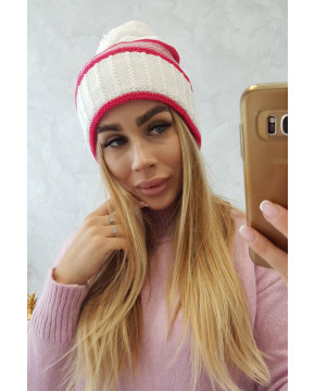 Women's cap Kinga K297 (Balta) + (Neoninė) (Rožinė) + (Tamsi) (Rožinė)