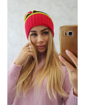 Women's cap Kinga K297 (Raudona) + (Kivio spalva) + (Juoda)
