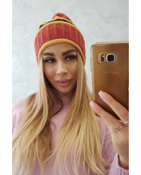 Women's cap Kinga K297 (Lapės spalva) + (Garstyčių) + (Juoda)