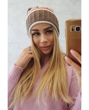 Women's cap Kinga K297 (Kapučino)+(Lapės spalva)