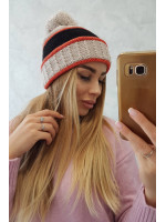 Women's cap Kinga K297 (Šviesi) (Smėlio spalva) + (Juoda)