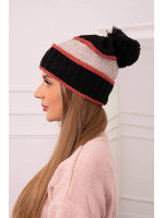 Women's cap Kinga K297 (Juoda) + (Tamsi) (Rožinė) + (Smėlio spalva)